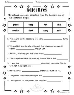 1st Grade Adjective Worksheets