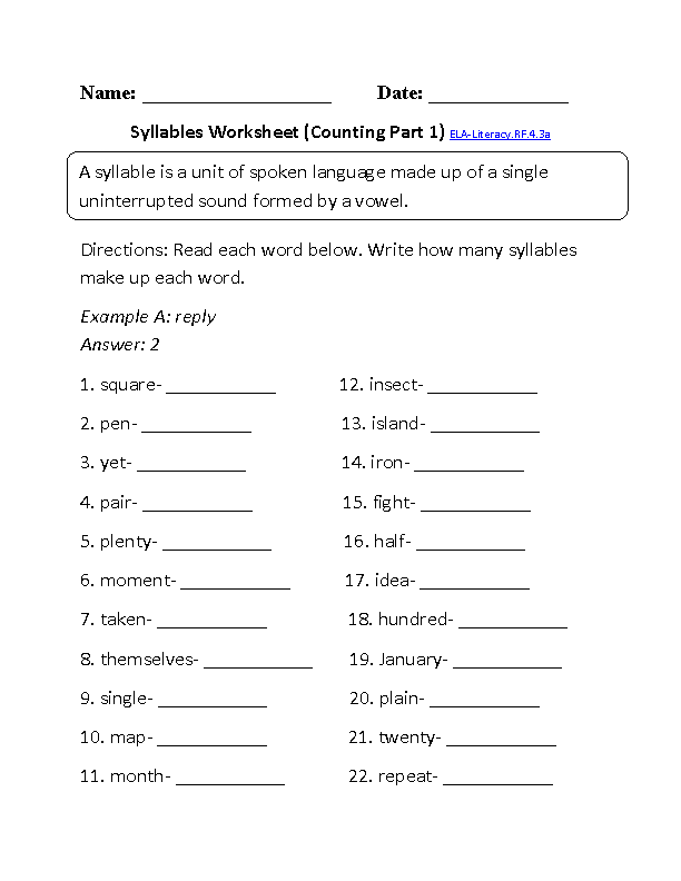 4th Grade Phonics Worksheets