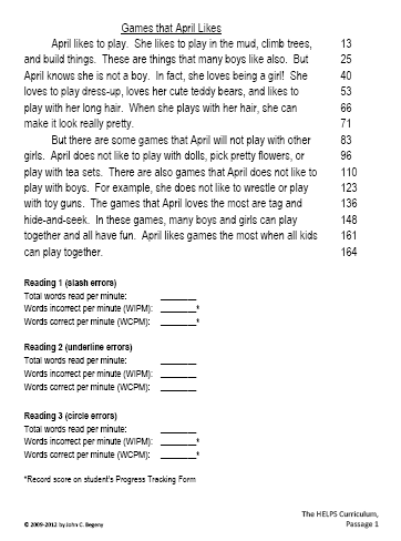 4th Grade Reading Fluency Passages Printable