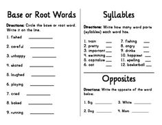 Base and Root Words Worksheet