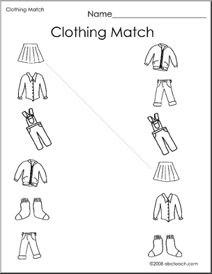 Clothes Matching Worksheets