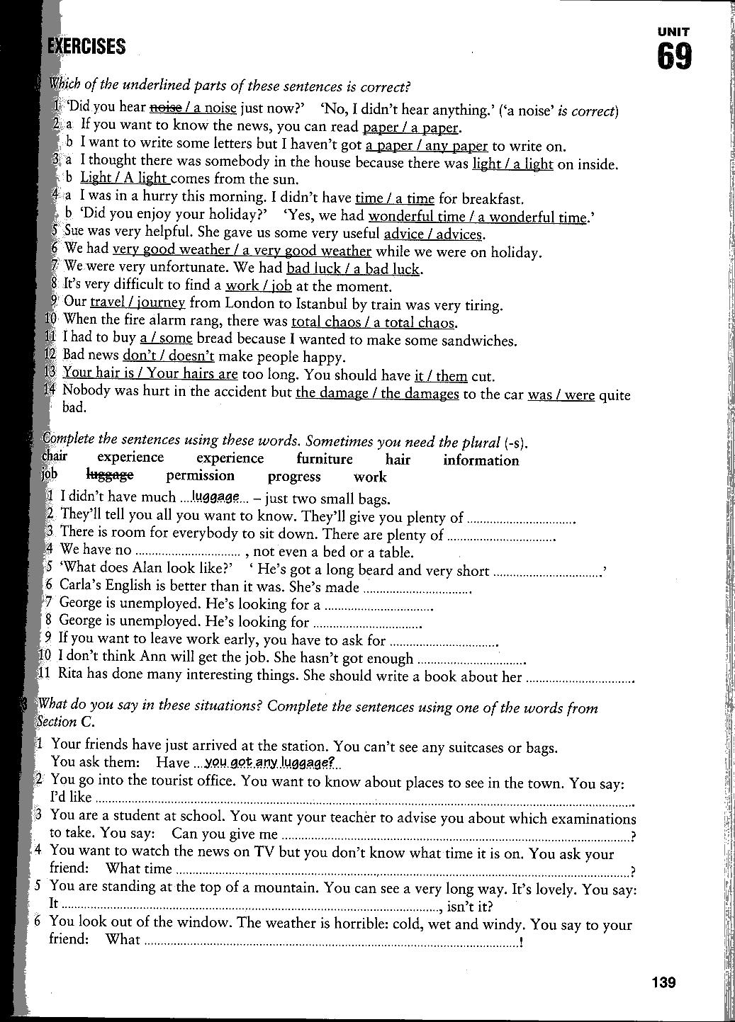 Count and Non Count Nouns Worksheets