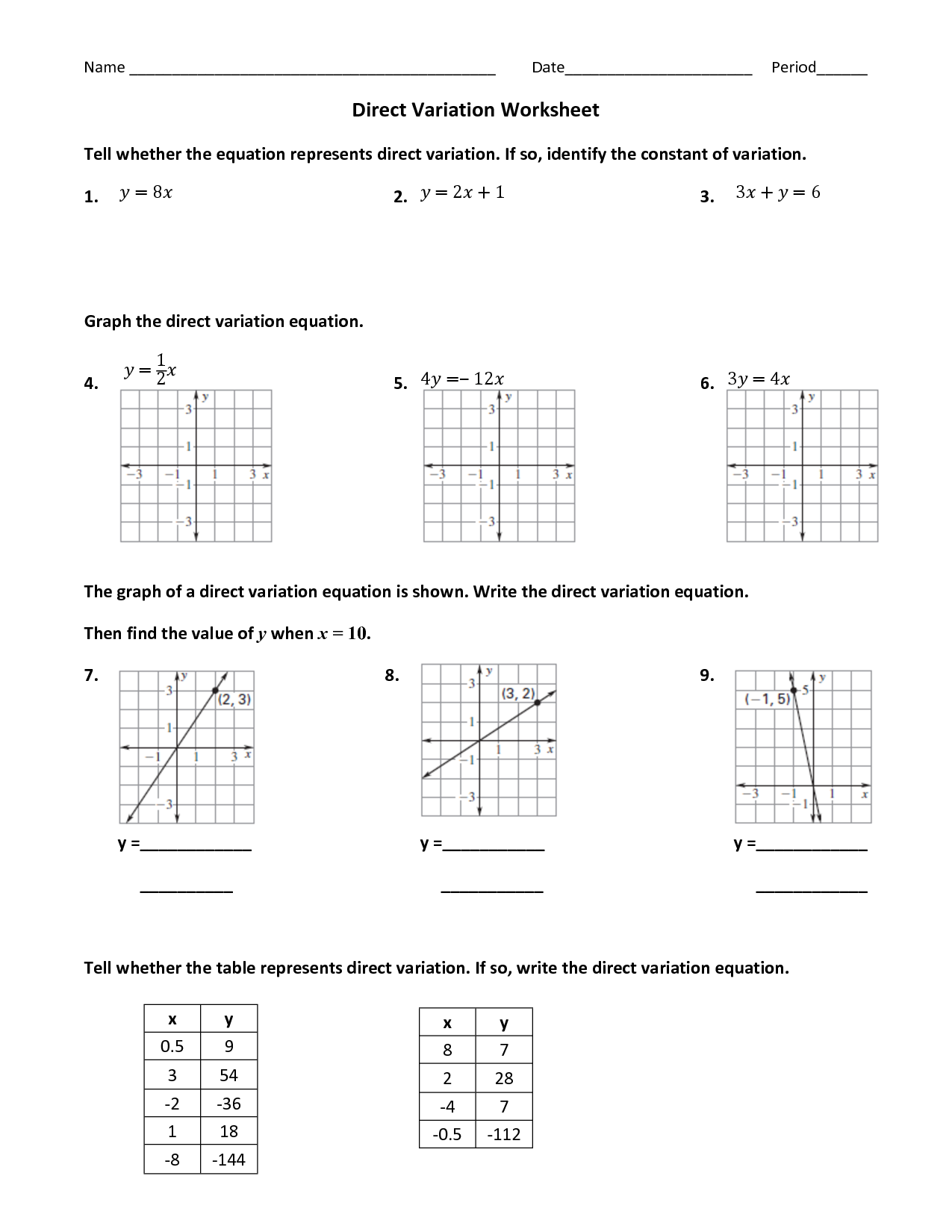 14 Direct Variation Worksheets Printable Worksheeto