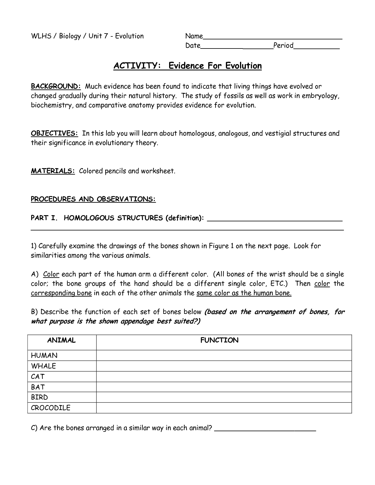 17 Evidence Of Evolution Worksheet Answers Worksheeto