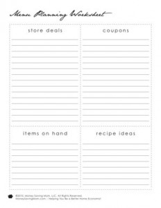 Grocery Shopping Budget Worksheet