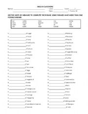 Non Count Noun Worksheet