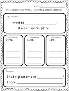 Personal Narrative Writing Organizer