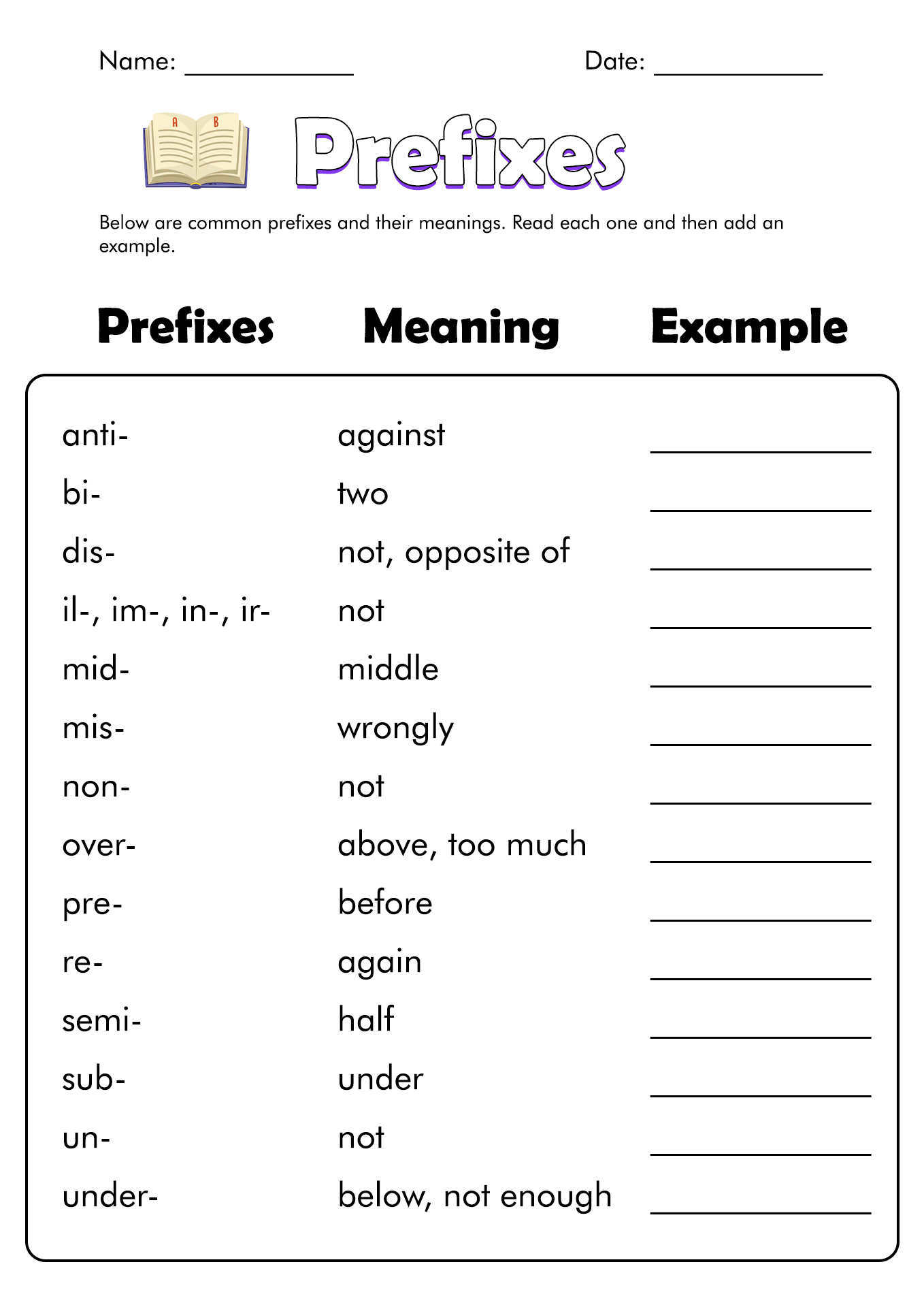 19 Free Printable Prefix Worksheets 4th Grade Worksheeto