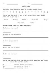 Question Mark Tracing Worksheet