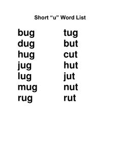 Short U Sound Words List