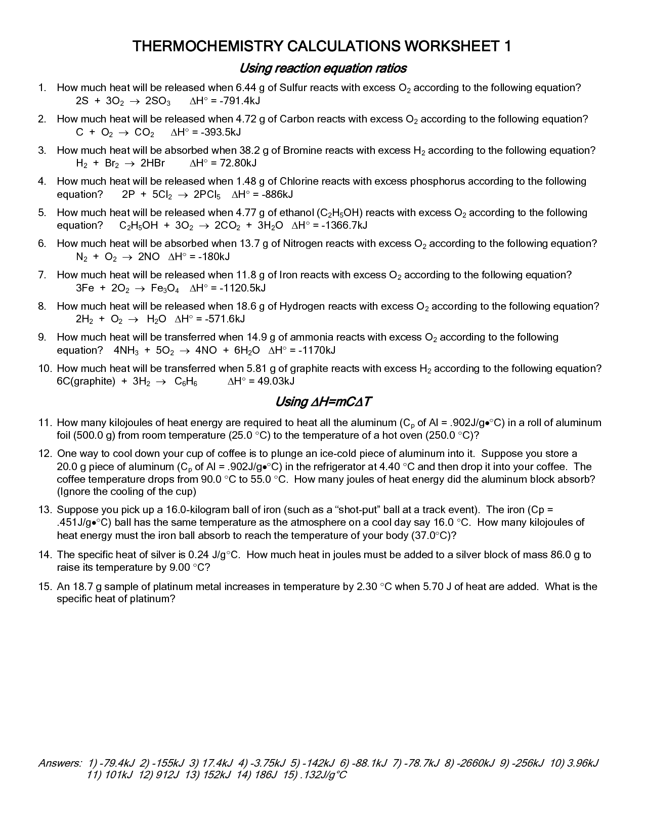 13 Heat Worksheet 1 Worksheeto