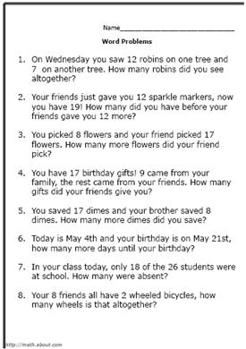 2nd Grade Math Word Problems