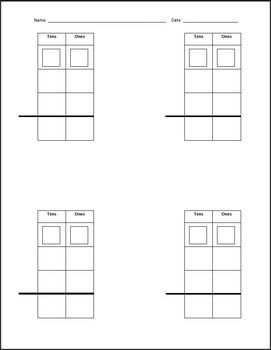 Blank Double-Digit Addition with Regrouping Template