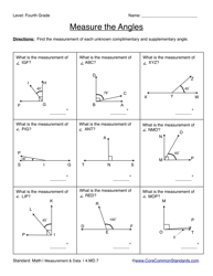 Common Core Angles Worksheets