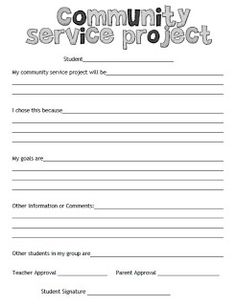 Community Service Project Worksheet