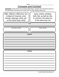 Compare and Contrast Worksheet Grade 1