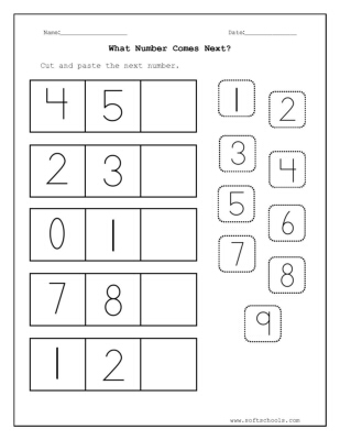 Cut and Paste Number Worksheets