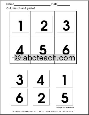 Cut and Paste Numbers 1 6 Worksheet