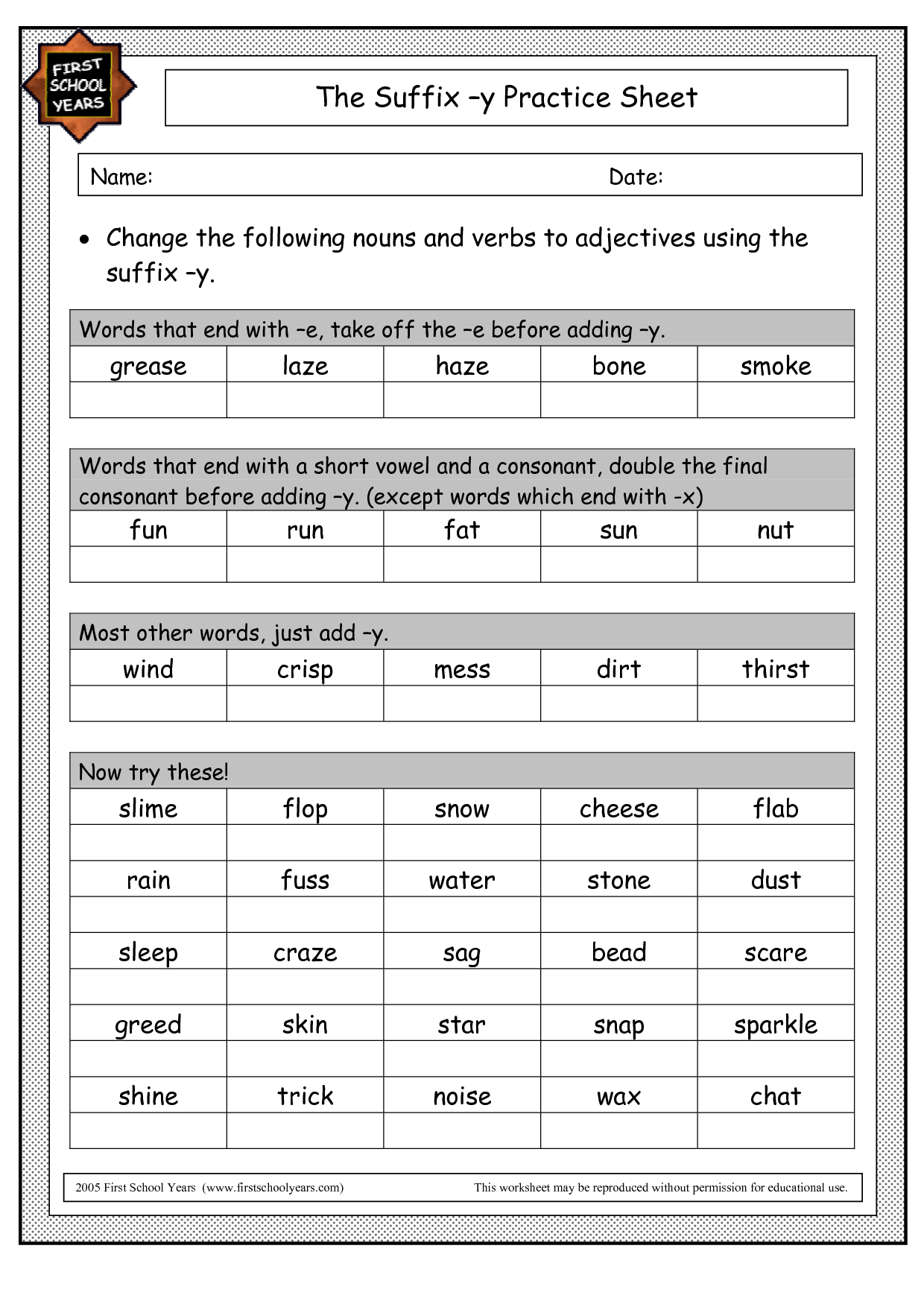 Adding Suffixes Worksheet