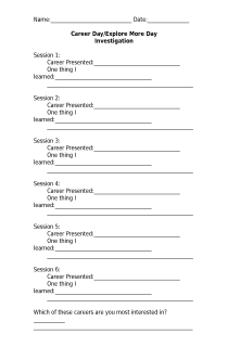 Elementary School Career Day Worksheets