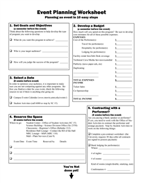 Event Planning Worksheet Template