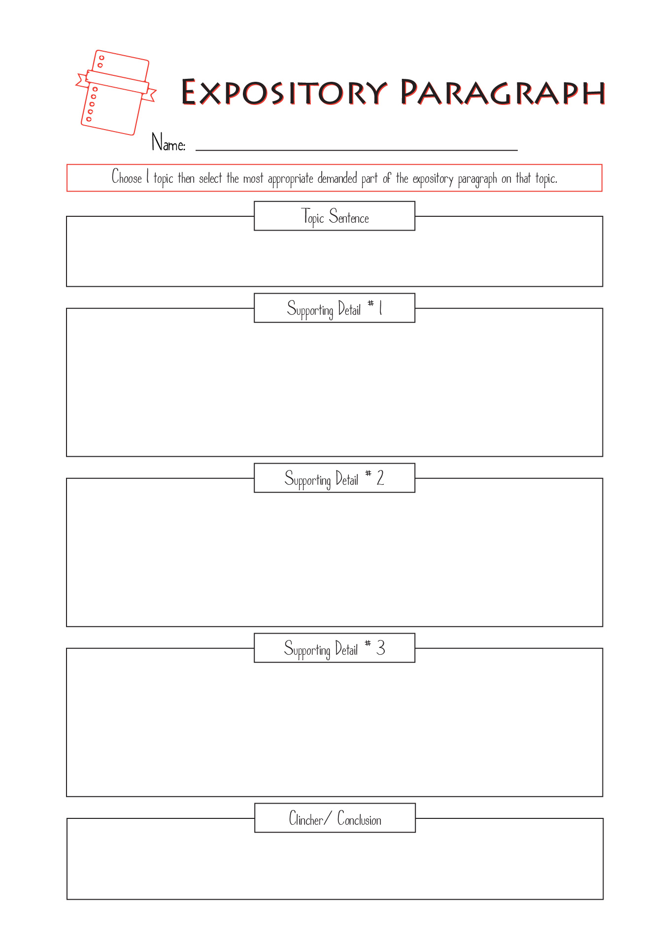 expository essay pre writing worksheet