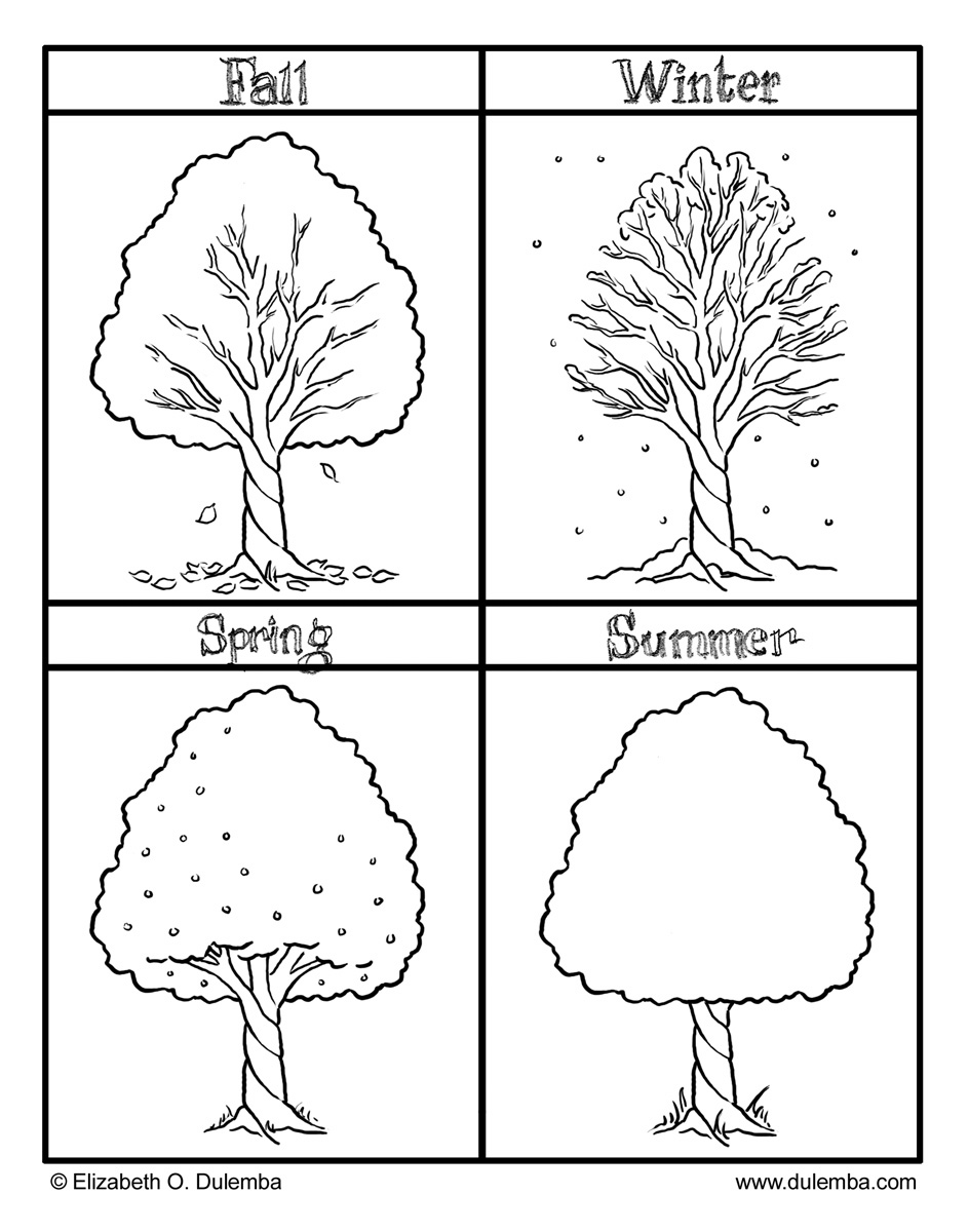 Four Seasons Tree Coloring Page