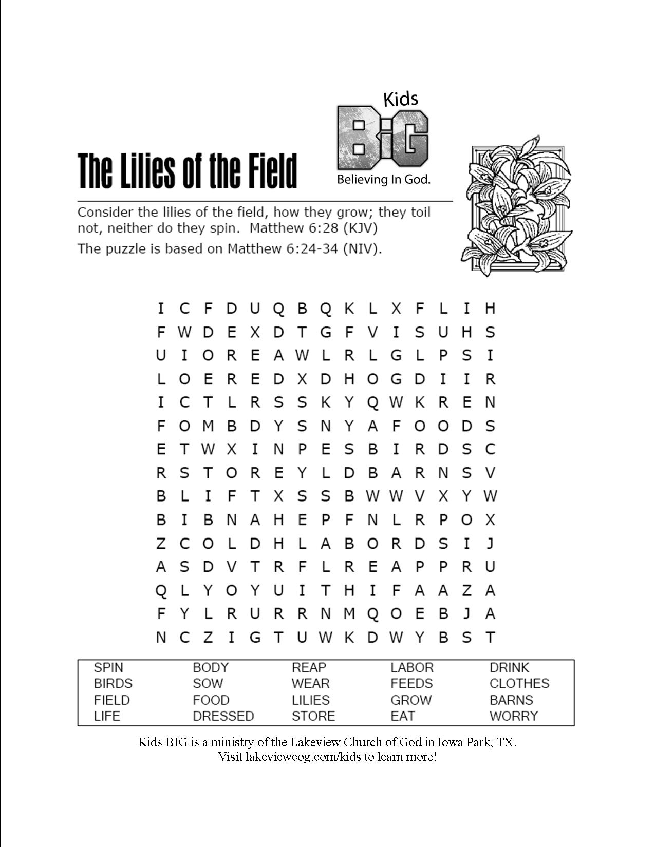 Bible Word Searches Printable Sheets