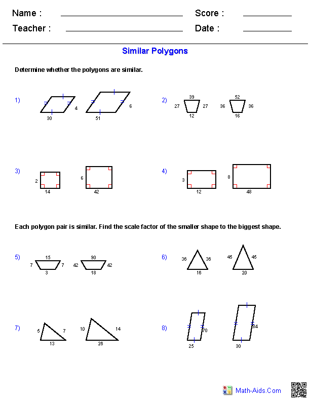 Geometry Similar Polygons Worksheet