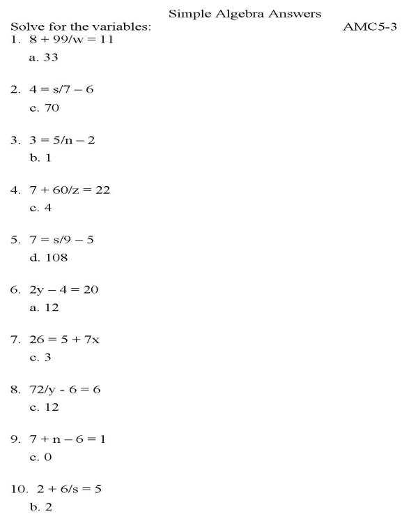 11 Multiple Choice Algebra Worksheets Worksheeto