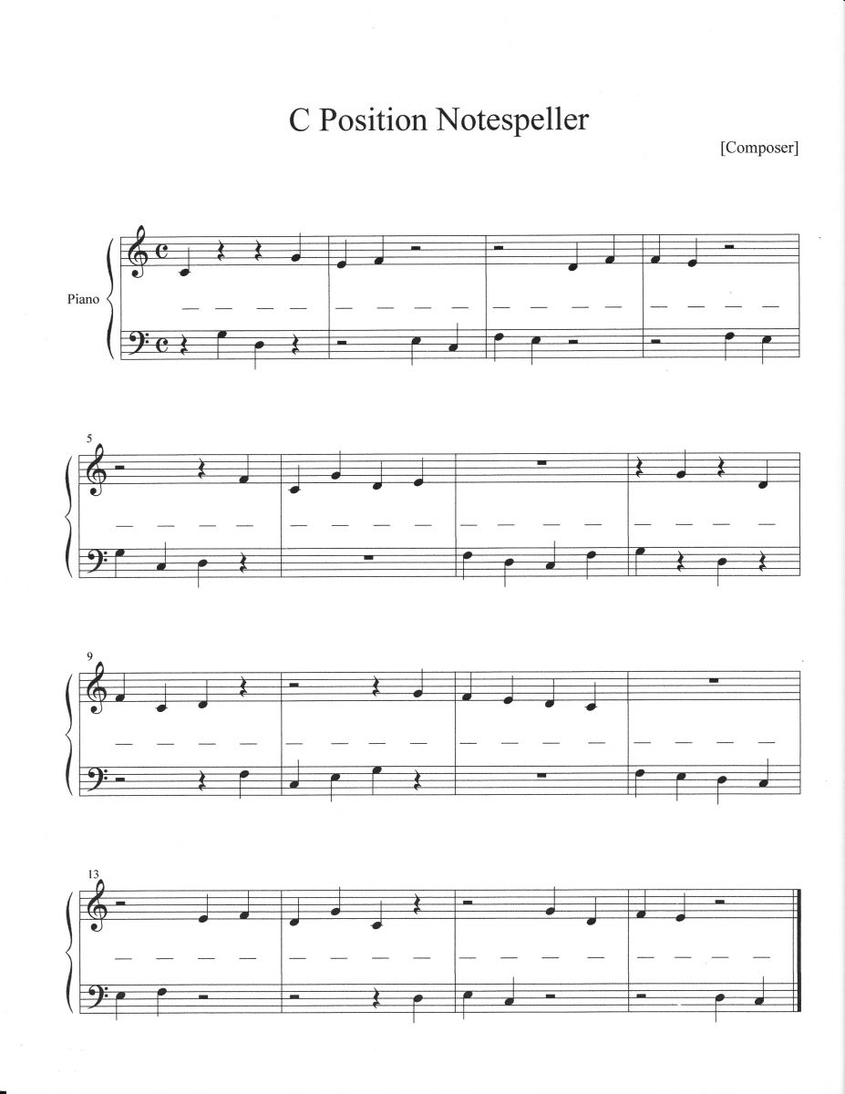 Music Note Worksheet Piano