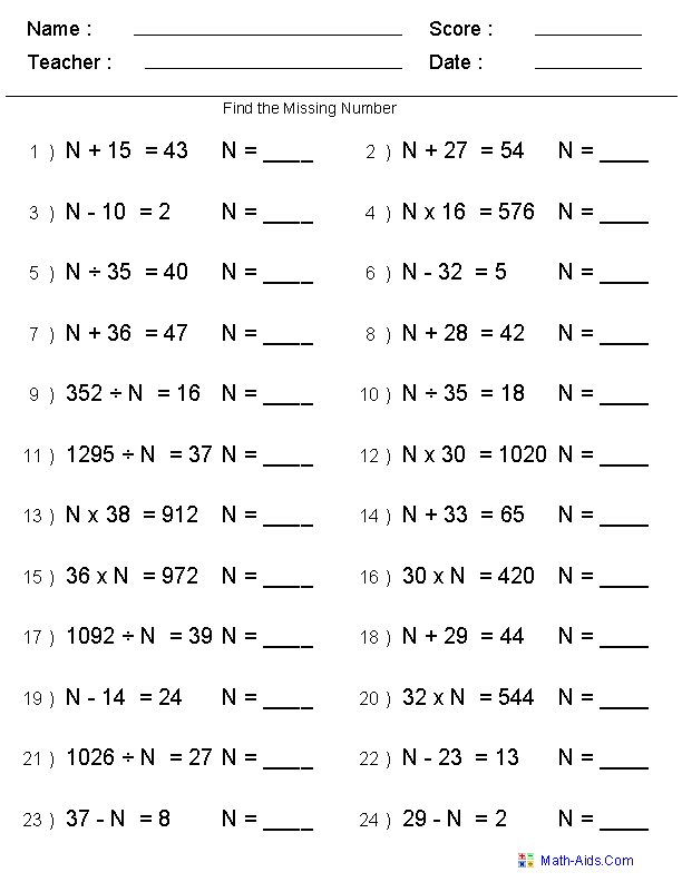 Negative Numbers Worksheets