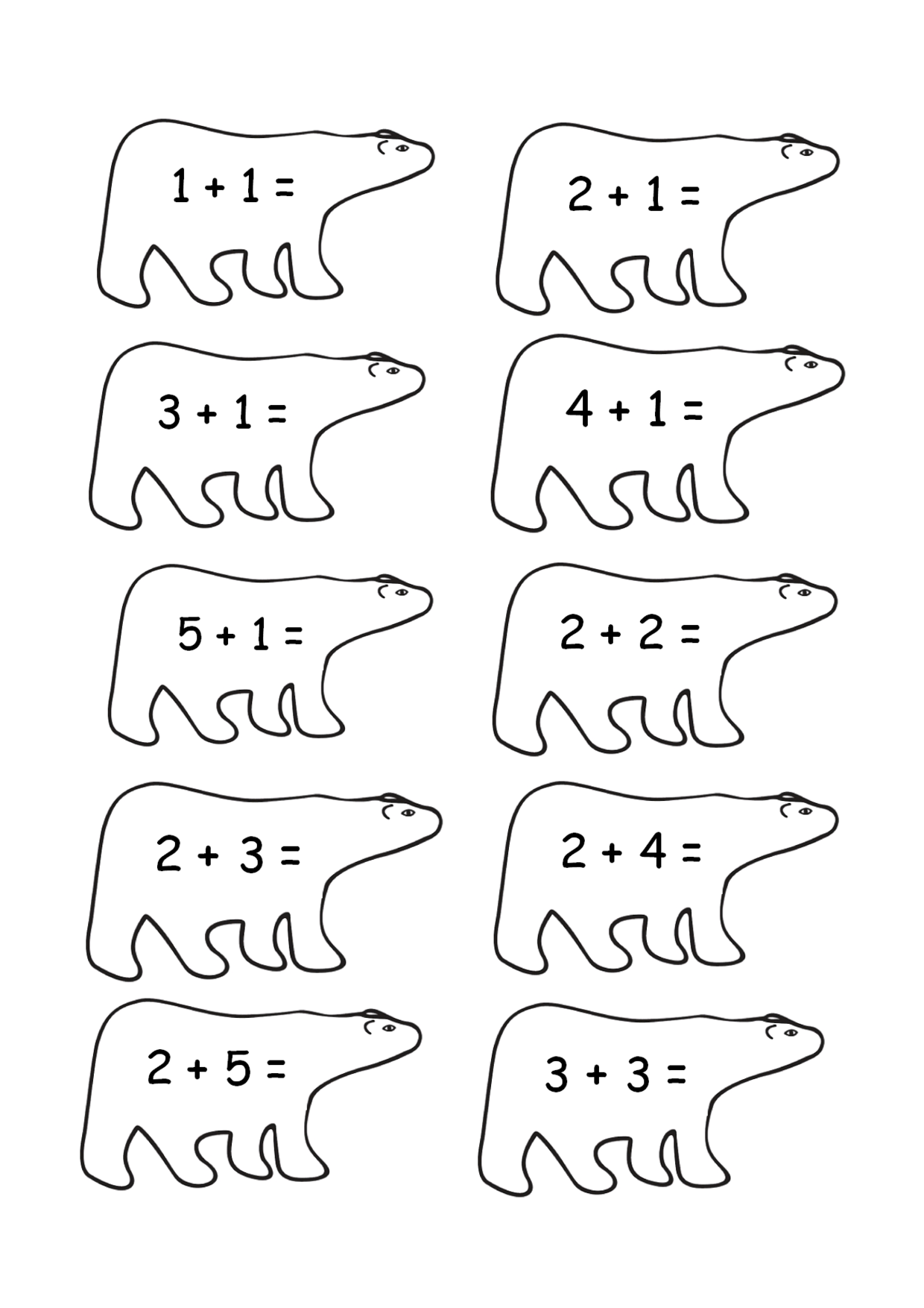 Polar Bear Math Worksheet