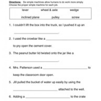 Simple Machines Worksheet