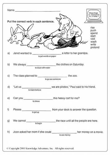 Verb Worksheets 4th Grade