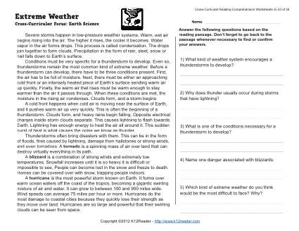 6th Grade Reading Comprehension Worksheets