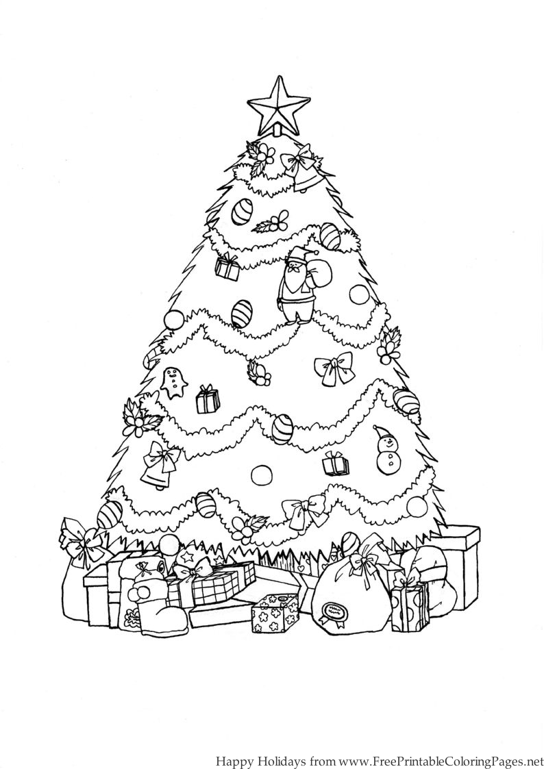 Christmas Tree Presents Coloring Pages