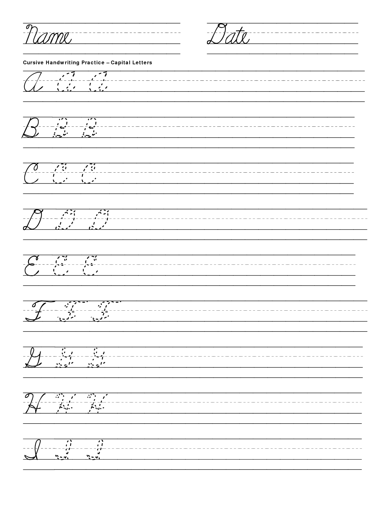 Cursive Writing Practice Letter Worksheets