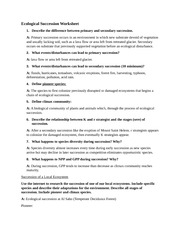 Ecological Succession Worksheet Answer Key