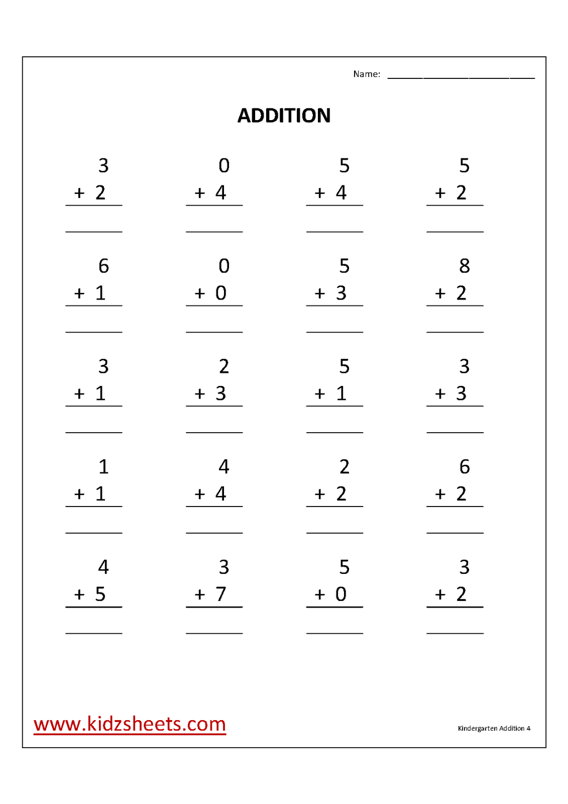 Free Printable Kindergarten Math Addition Worksheets