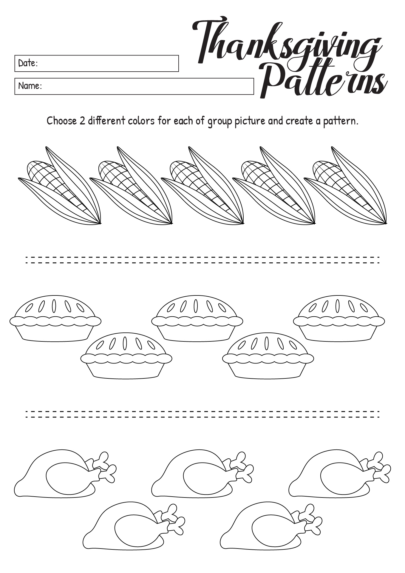 Free Printable Thanksgiving Worksheets for First Grade