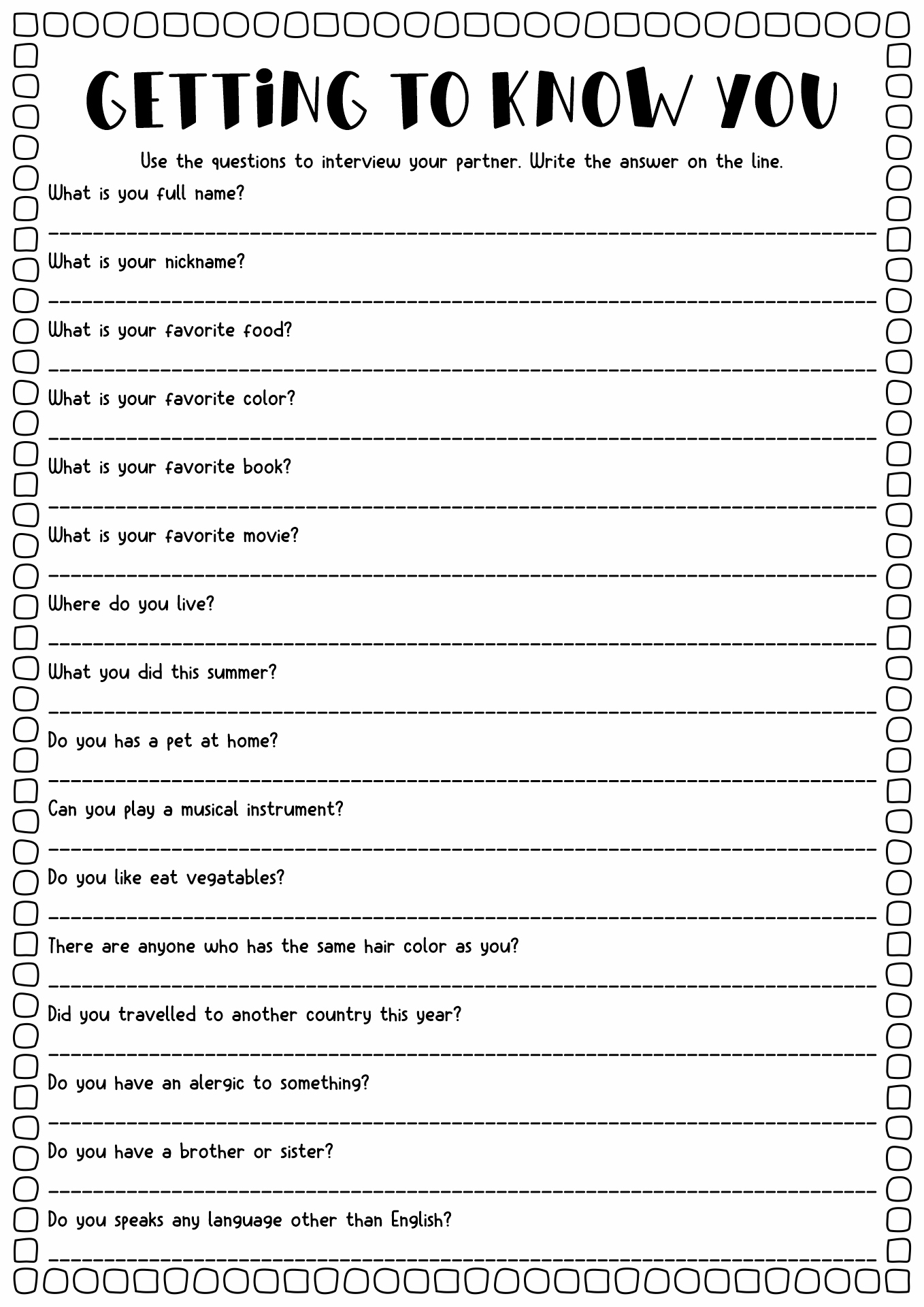 13 Getting To Know You Worksheets 3rd Grade - Free PDF at worksheeto.com