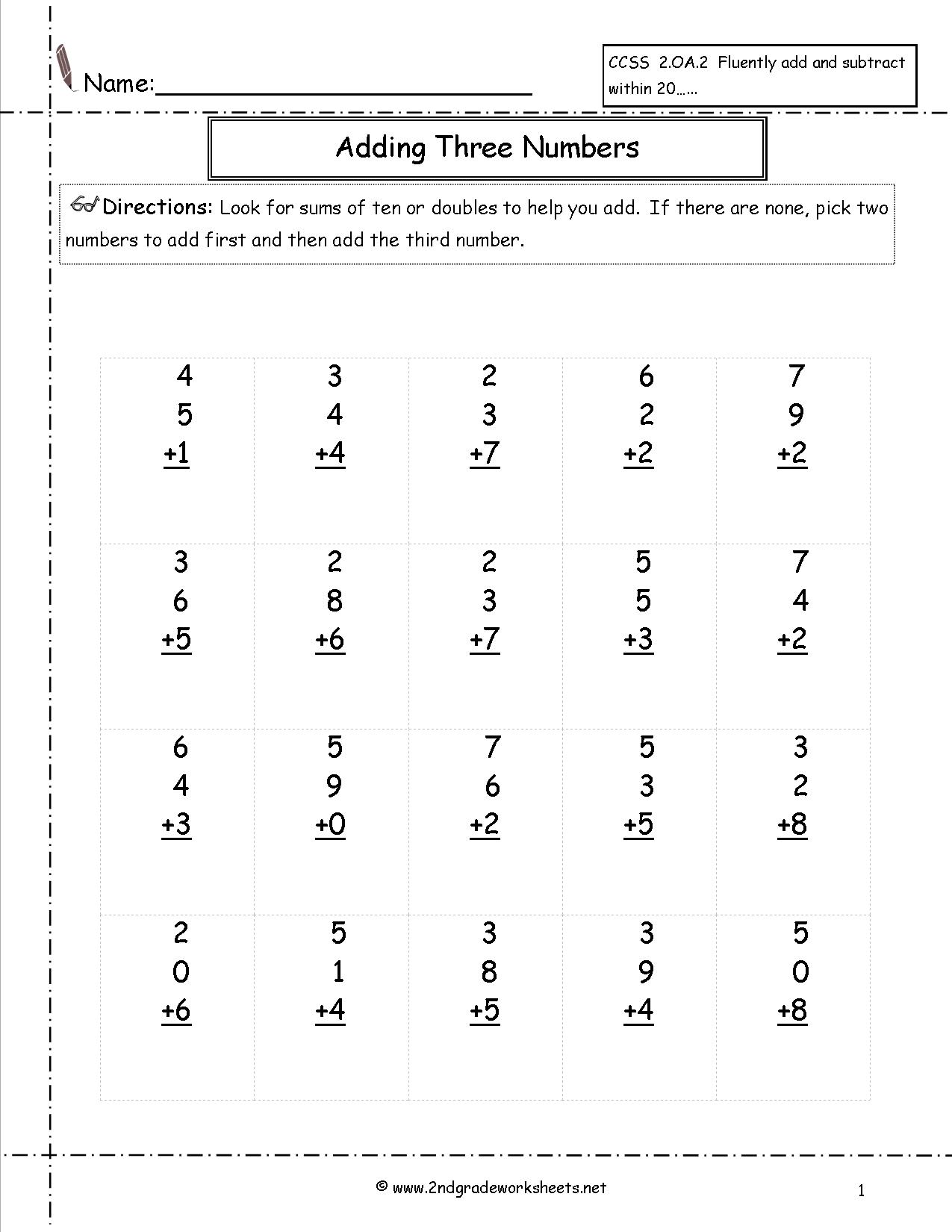 Math Addition Worksheets 2nd Grade