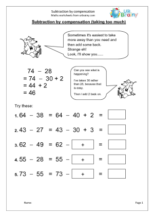 Math Worksheet Subtraction Strategies