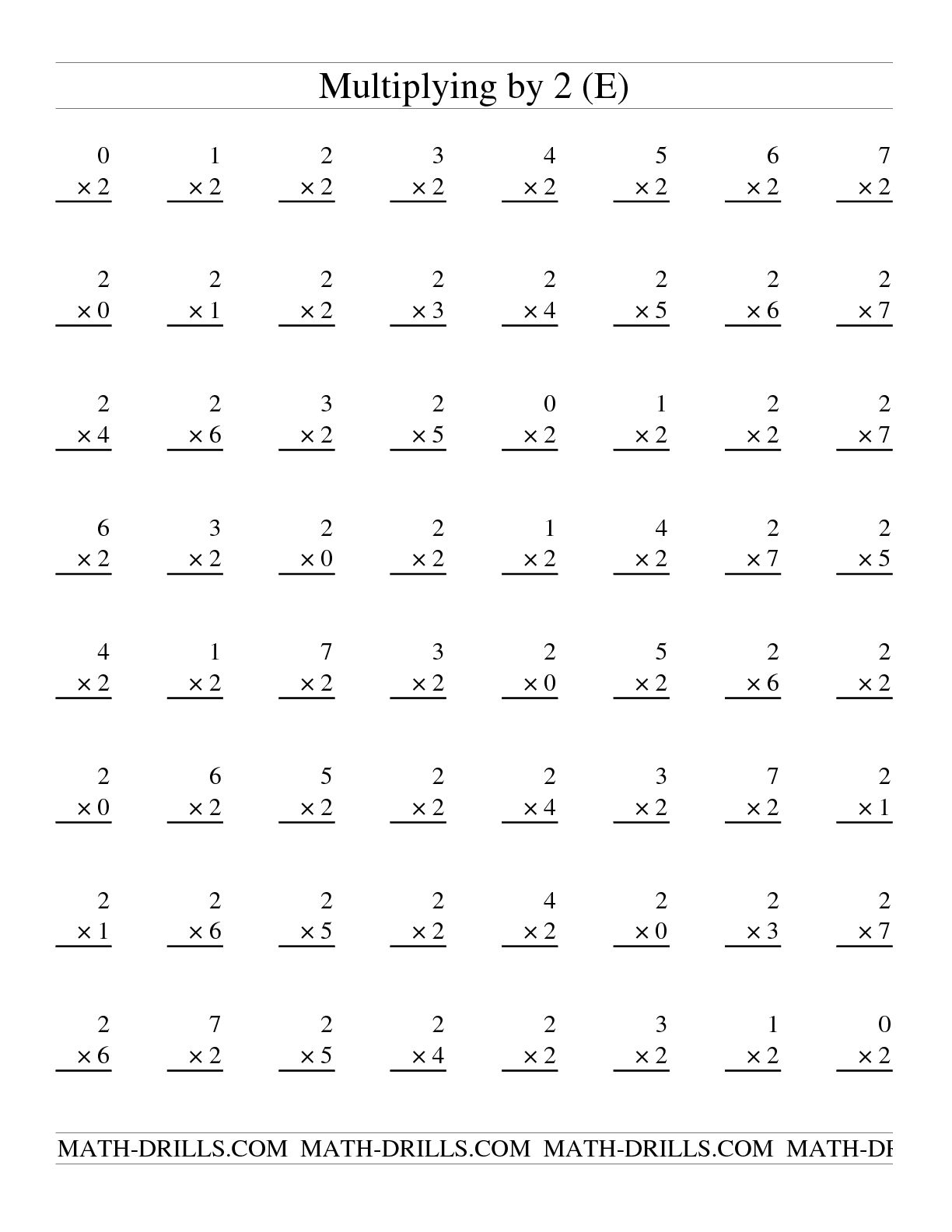 Multiplication by 4 Worksheet