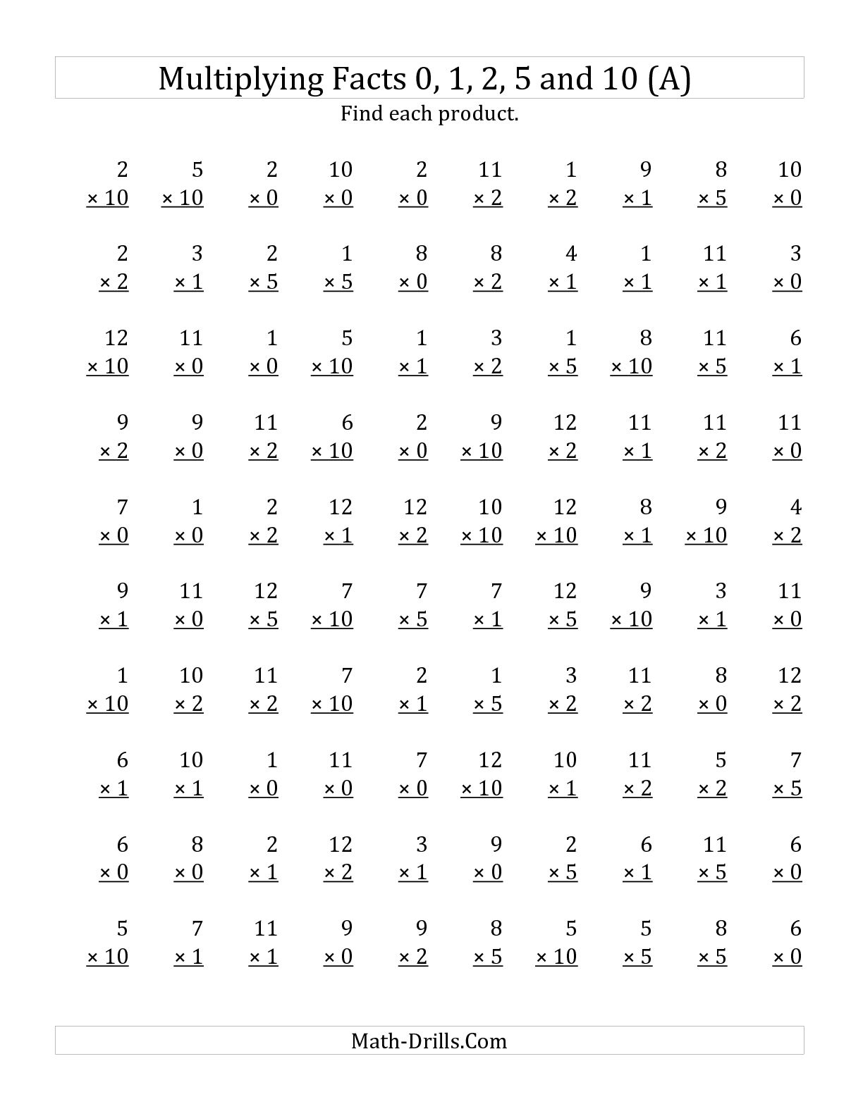 Multiplication Worksheets 1 12