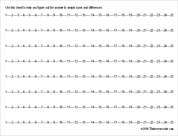 Printable Number Lines to 25