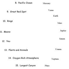 Solar System Worksheet