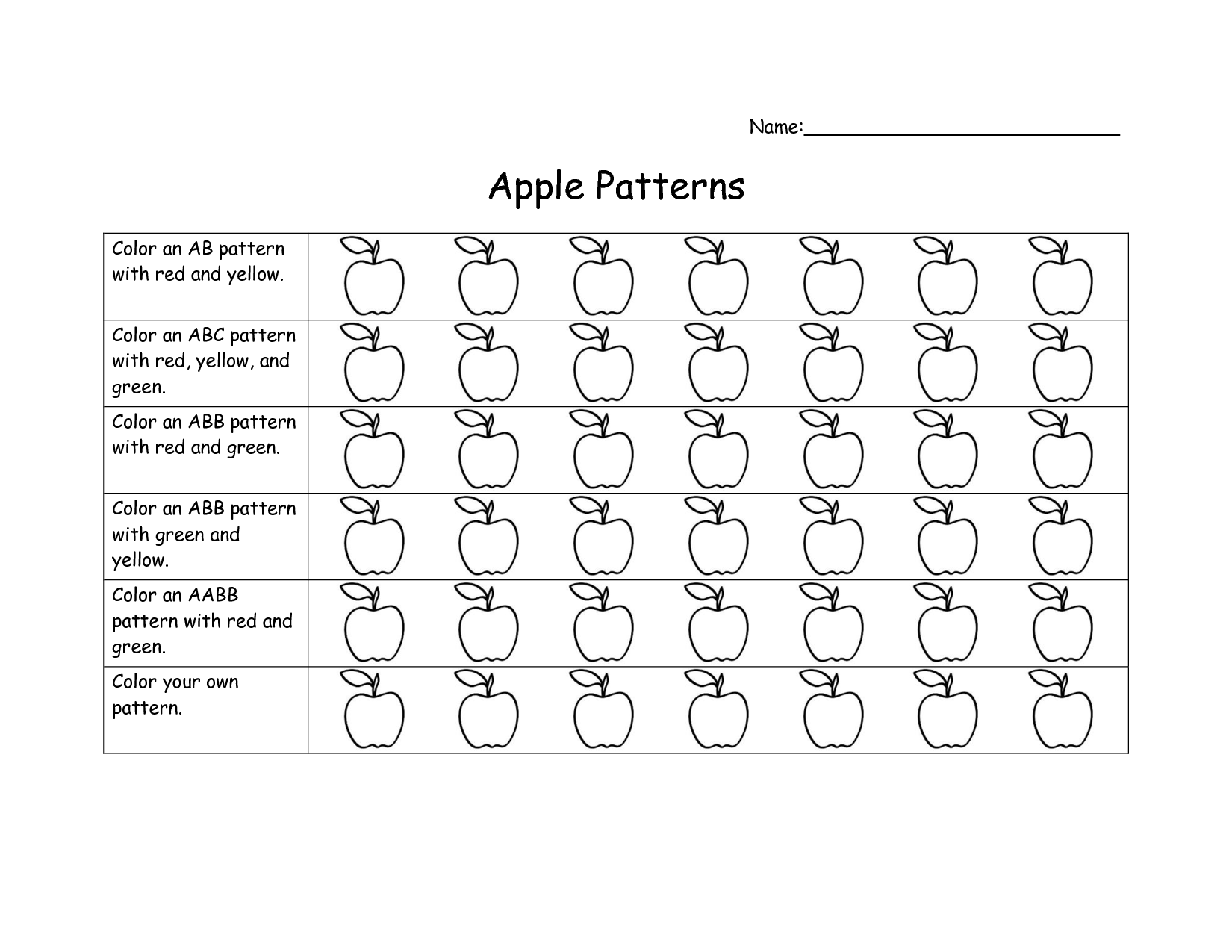 AB ABC Patterns Worksheets