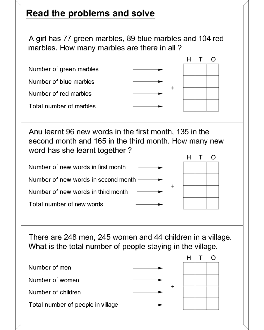 Addition Word Problem Worksheet